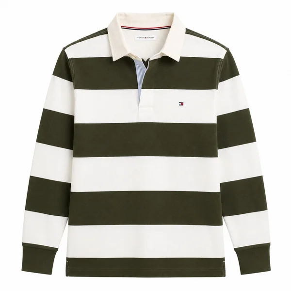 Tommy Hilfiger Essential Stripe Rugby Shirt - Green - L