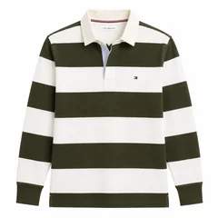 Tommy Hilfiger Essential Stripe Rugby Shirt - Green - L