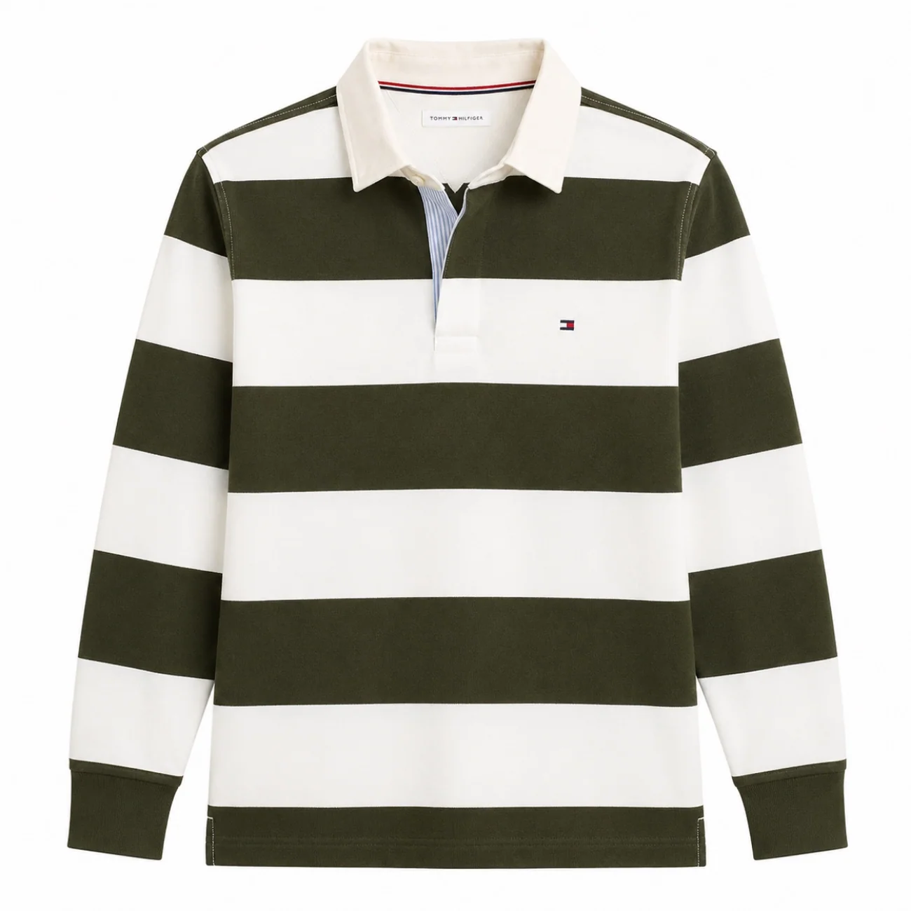 Tommy Hilfiger Essential Stripe Rugby Shirt - Green - L