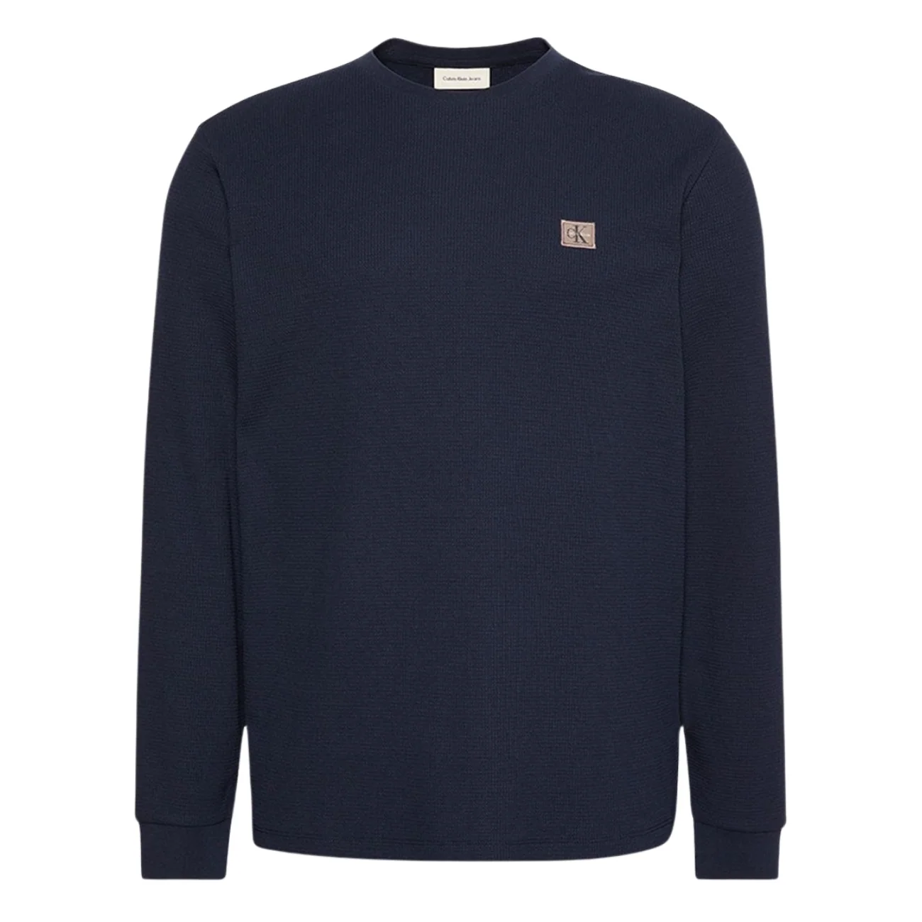 Calvin Klein Jeans Long Sleeve Waffle Badge Crew T-shirt - Navy - L