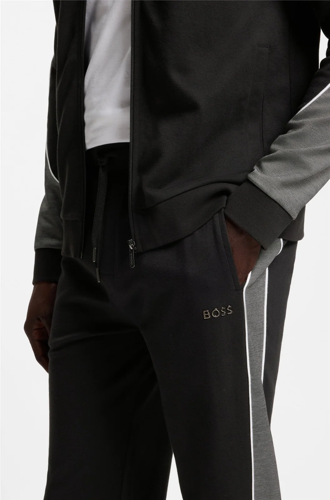 Boss Contrast-Piping Tracksuit Bottoms - Black - S