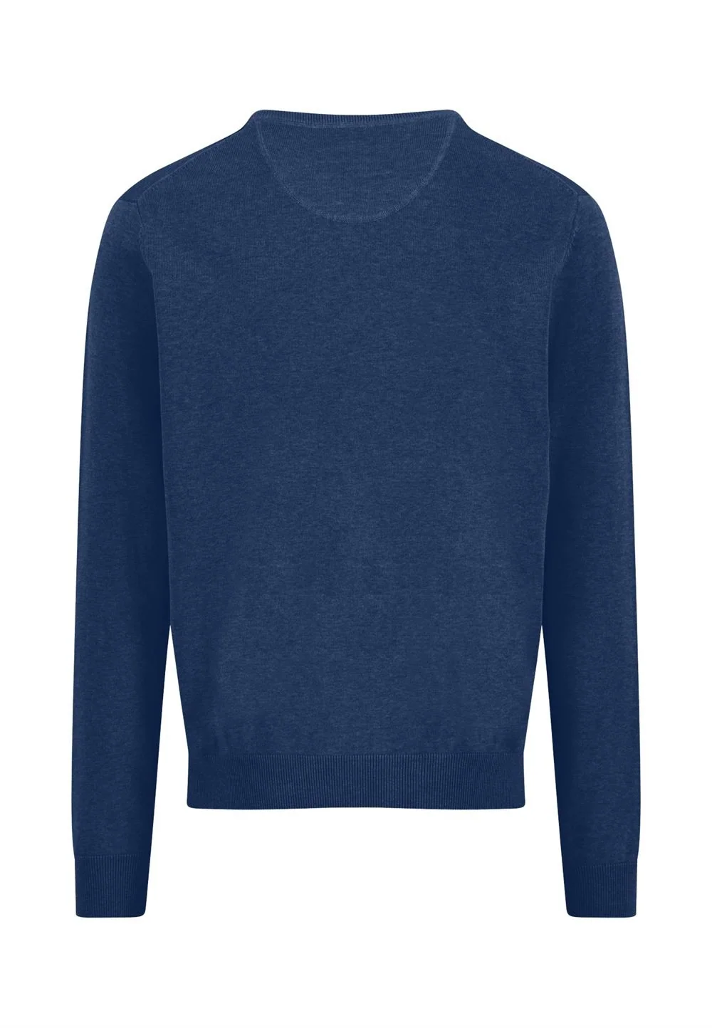 Fynch Hatton V-Neck Superfine Cotton Jumper - Navy - L