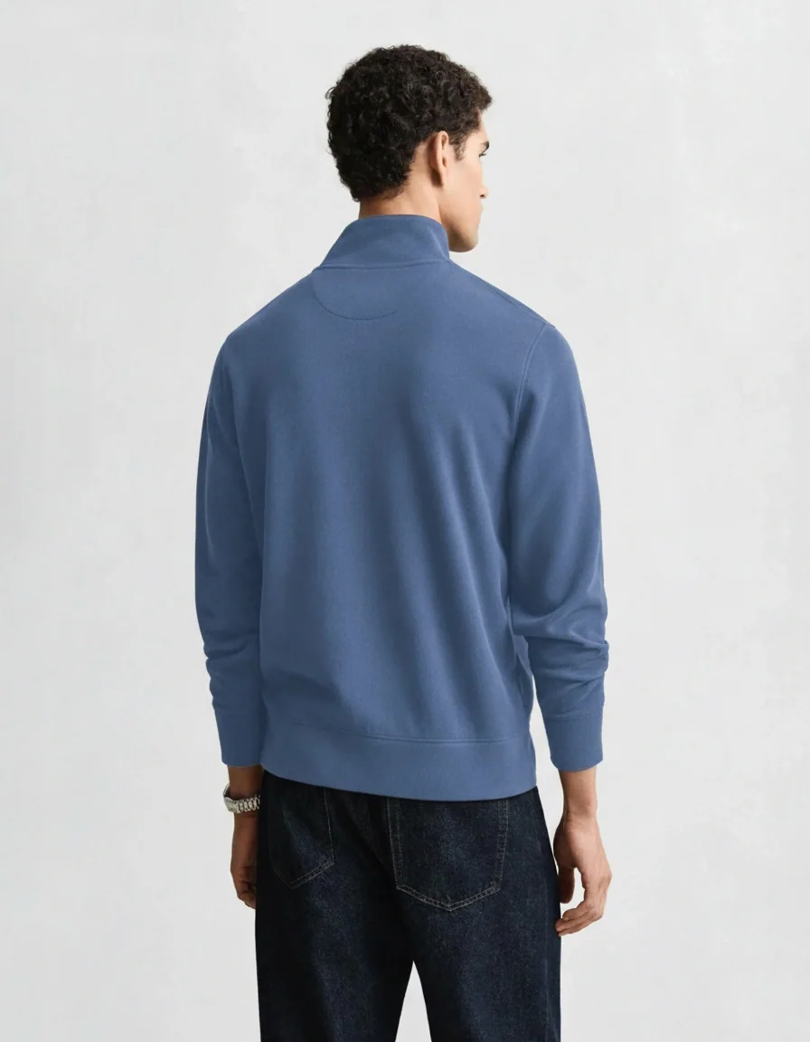 Gant Light Sacker Rib Half-Zip Sweatshirt - Blue - XL
