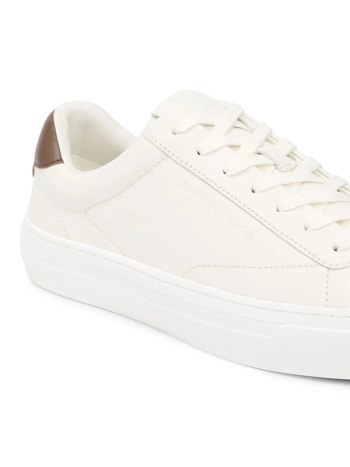 Tommy Hilfiger Premium Leather Cupsole Trainers - Ecru - 42