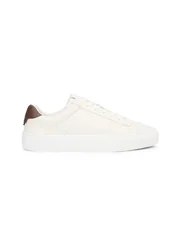 Tommy Hilfiger Premium Leather Cupsole Trainers - Ecru - 42