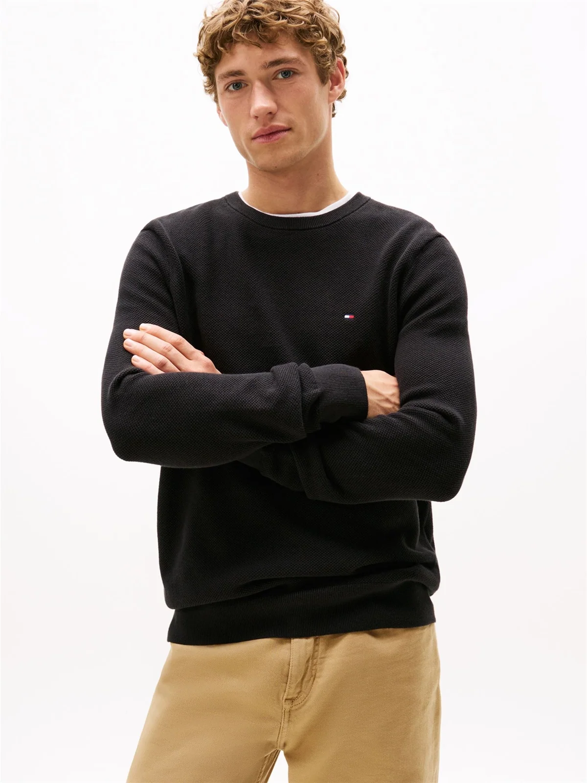 Tommy Hilfiger Essential Structure Crew Neck Jumper - Black - XL