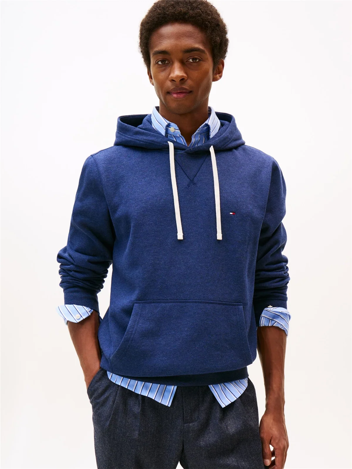 Tommy Hilfiger Essential Fleece Drawstring Hoodie - Blue - L