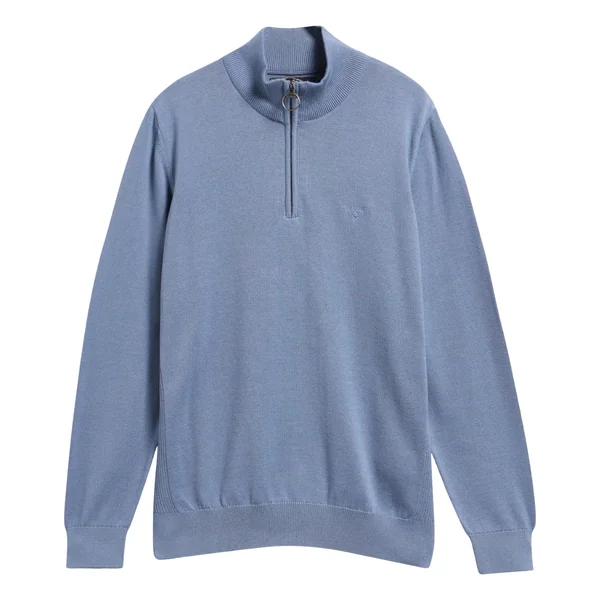Barbour Cotton Half Zip Knitted Jumper - Tarn Blue - 2XL