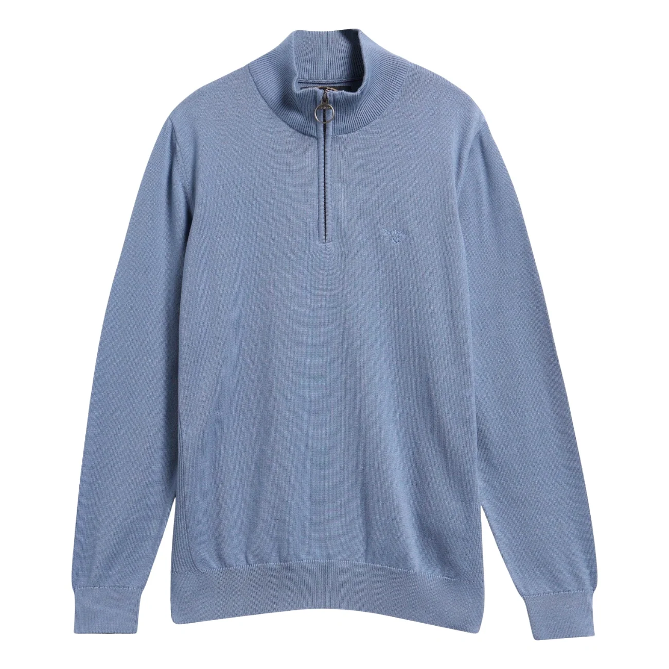 Barbour Cotton Half Zip Knitted Jumper - Tarn Blue - 2XL