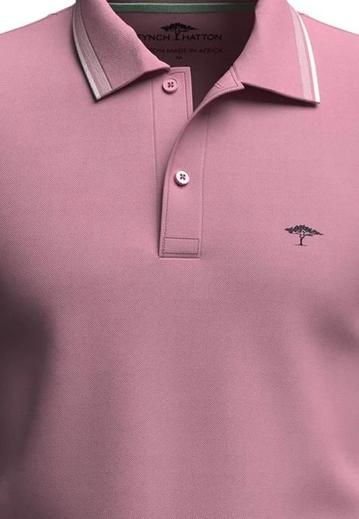 Fynch Hatton Contrast Tipping Polo Shirt - Light Peony - L