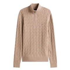 Tommy Hilfiger Cable Knit Half-Zip Jumper - Beige - 2XL
