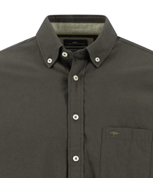 Fynch Hatton Premium Flannel B.D. Shirt - Green - XL