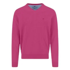 Fynch Hatton V-Neck Superfine Cotton Jumper - Pink - M
