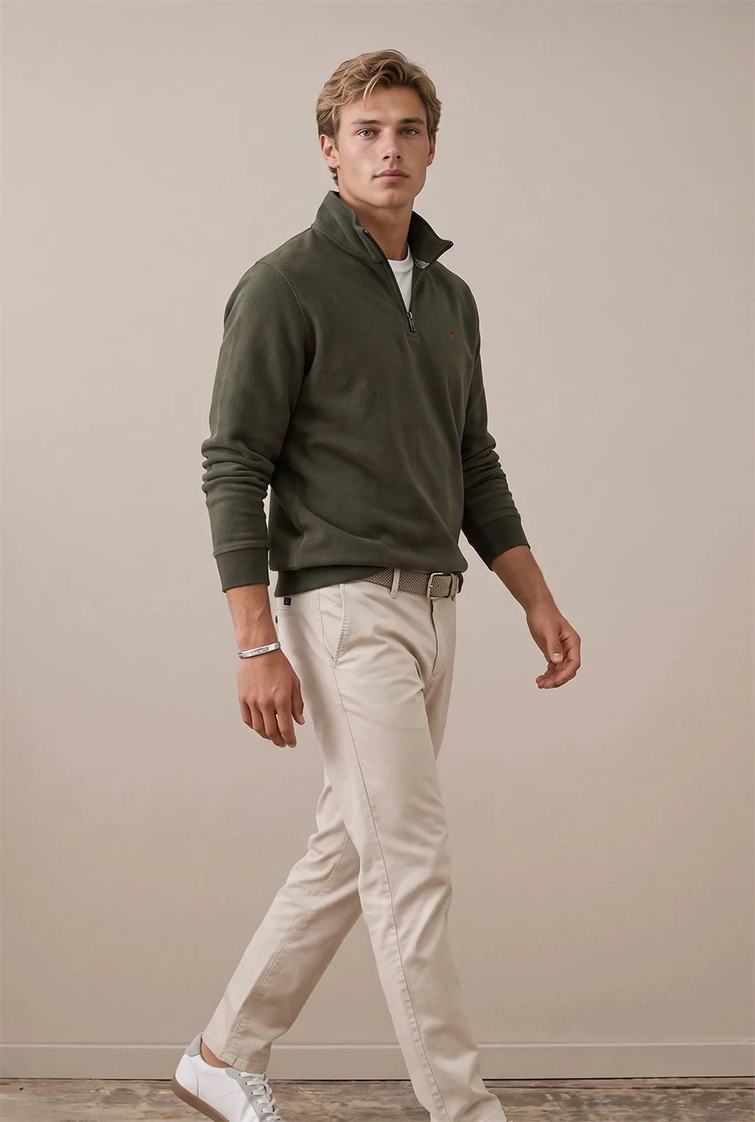Fynch Hatton Troyer Zip Sweatshirt - Green - 2XL