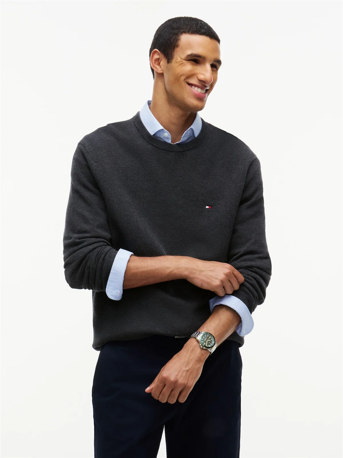 Tommy Hilfiger Essential Structure Crew Neck Jumper - Grey - 2XL