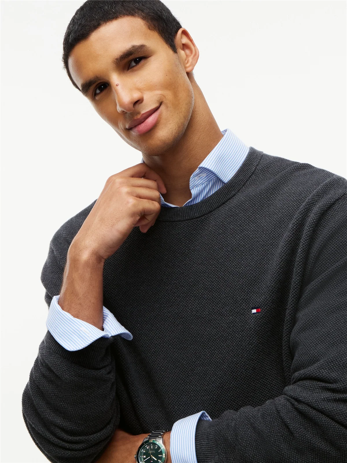 Tommy Hilfiger Essential Structure Crew Neck Jumper - Grey - 2XL