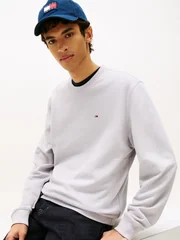 Tommy Jeans Tommy Flag Brushed Fleece Sweatshirt - Grey - XS