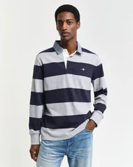 Gant Chambray Stripe Heavy Rugger - Grey - L