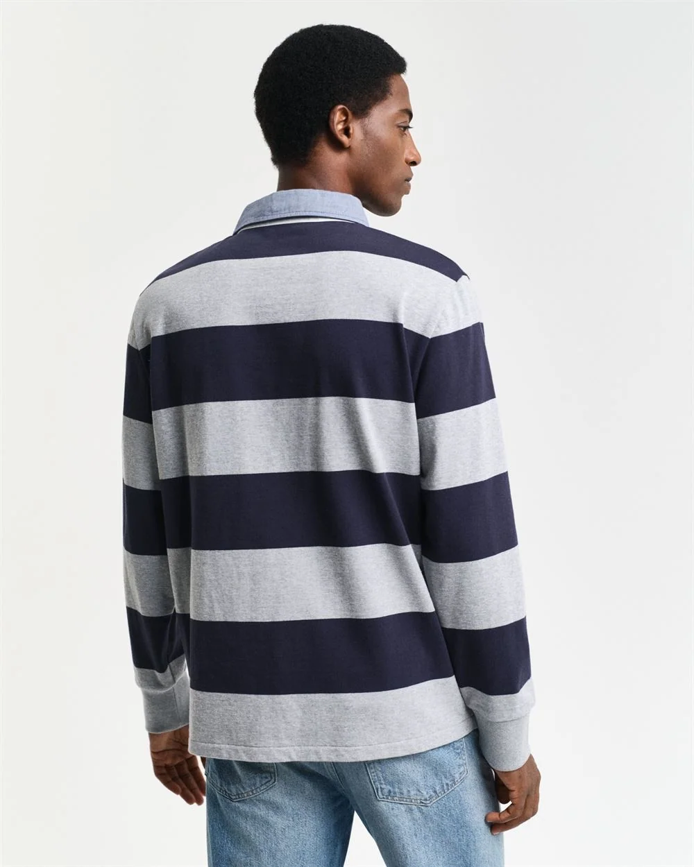 Gant Chambray Stripe Heavy Rugger - Grey - L