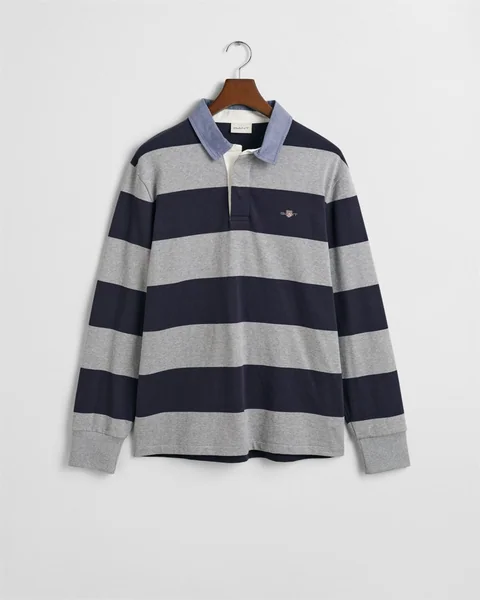 Gant Chambray Stripe Heavy Rugger - Grey - L
