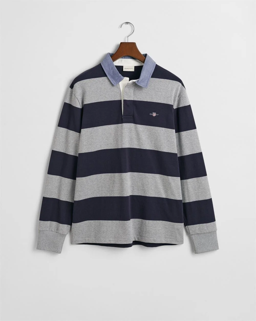 Gant Chambray Stripe Heavy Rugger - Grey - L