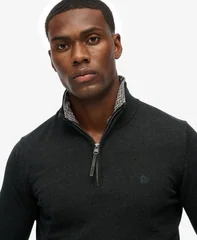 Superdry Essentials Cotton Half Zip Jumper - Grey - XL