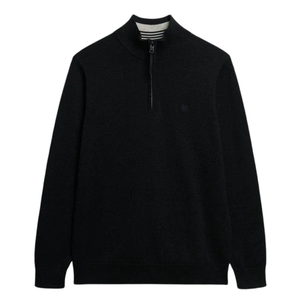 Superdry Essentials Cotton Half Zip Jumper - Grey - XL