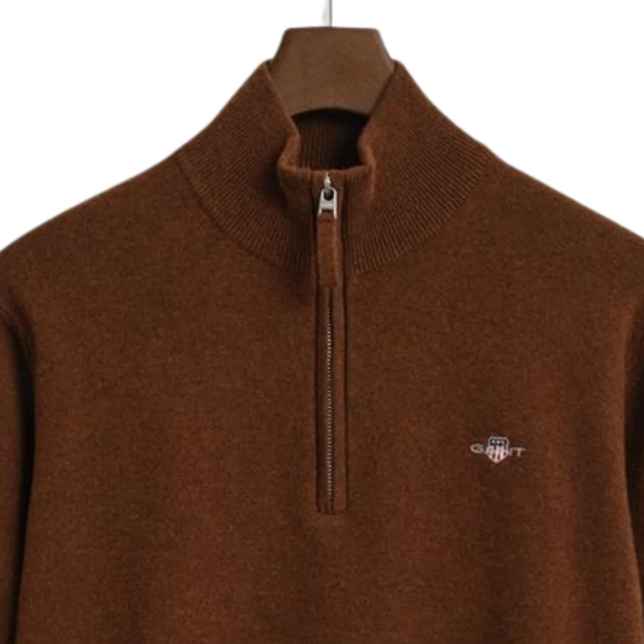 Gant Superfine Lambswool Half Zip Sweater - Brown - L