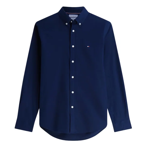 Tommy Hilfiger Flex Flannel Solid Coloured Shirt - Navy - M