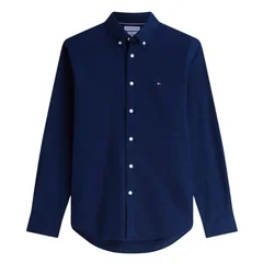 Tommy Hilfiger Flex Flannel Solid Coloured Shirt - Navy - M