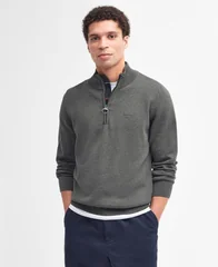 Barbour Cotton Half Zip Knitted Jumper - Green - M