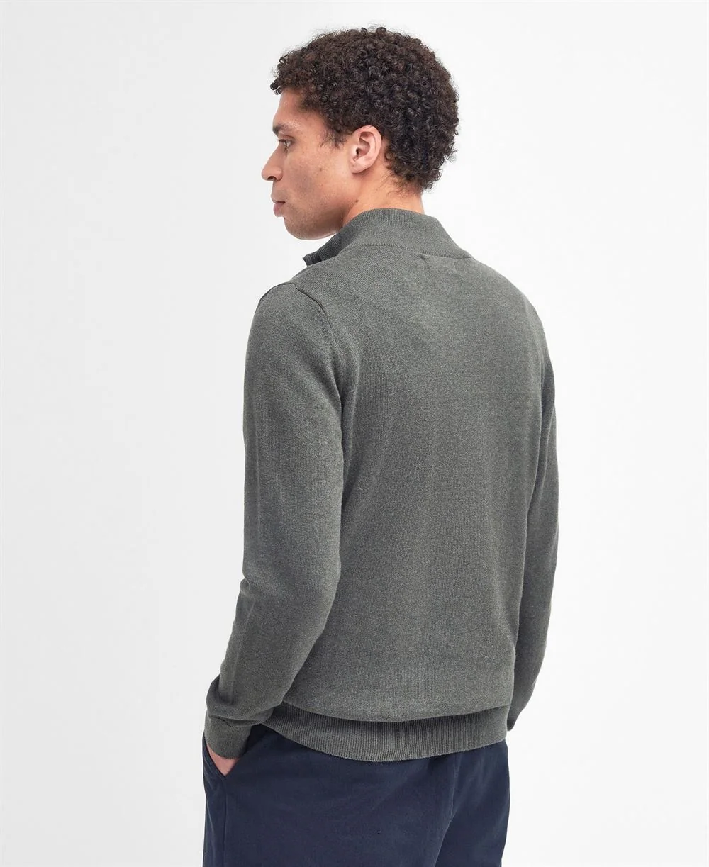 Barbour Cotton Half Zip Knitted Jumper - Green - M