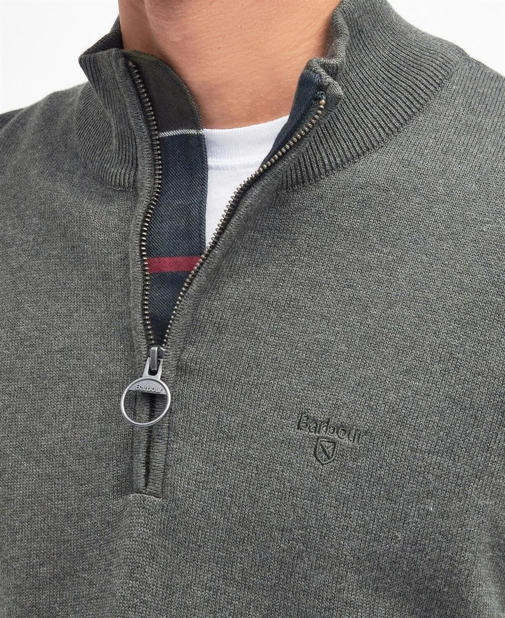 Barbour Cotton Half Zip Knitted Jumper - Green - M