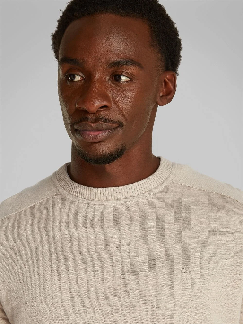 Calvin Klein Slub Texture Crew Neck Sweatshirt - Beige - XL