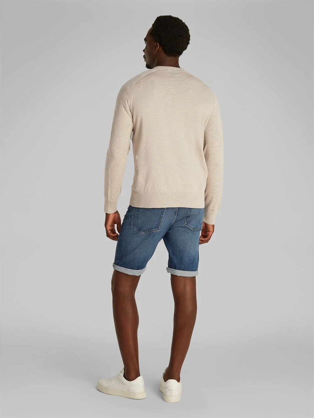 Calvin Klein Slub Texture Crew Neck Sweatshirt - Beige - XL