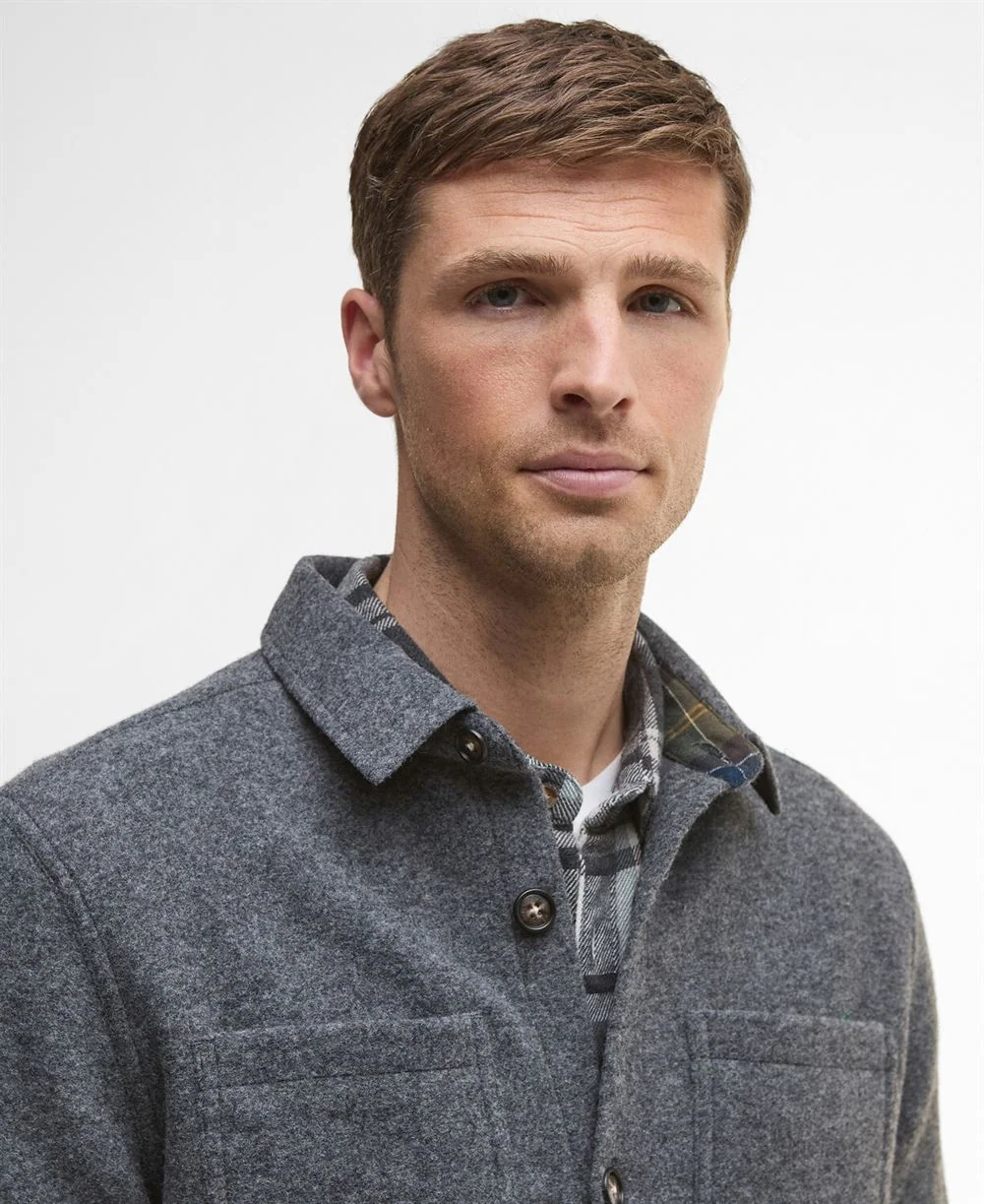 Barbour Marlow Tailored Wool Blend Overshirt - Grey - L
