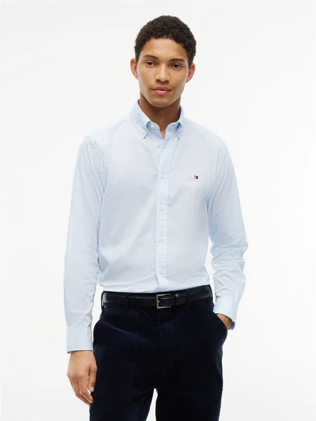 Tommy Hilfiger Flex Poplin Gingham Shirt - Blue - L
