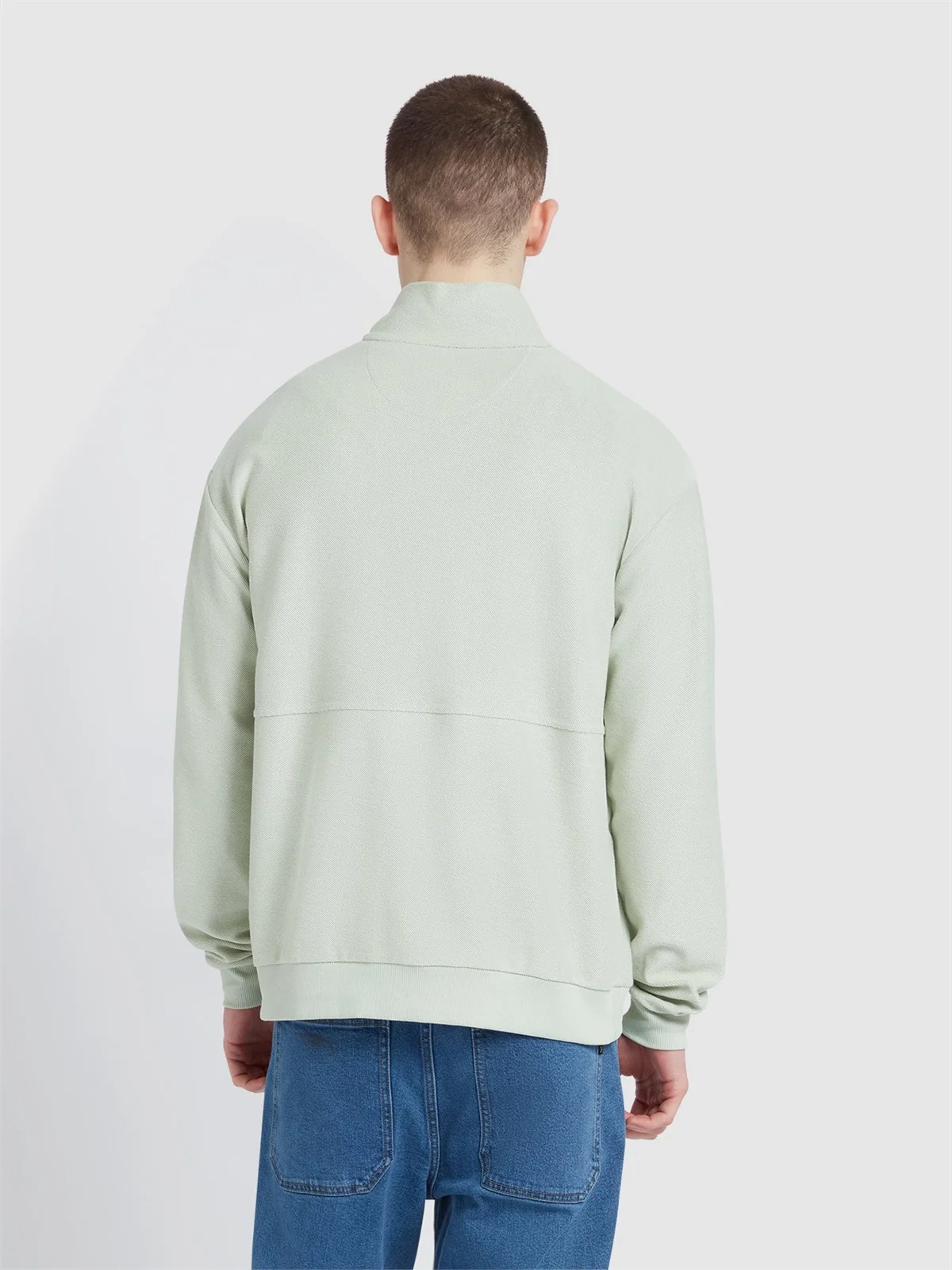 Farah Swaton Half Zip Sweatshirt - Green - XL