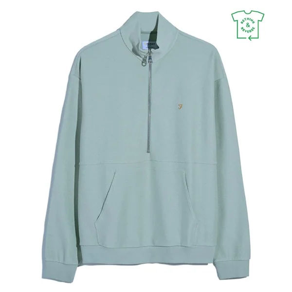 Farah Swaton Half Zip Sweatshirt - Green - XL