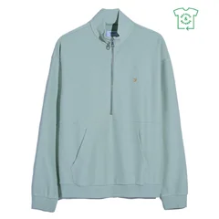 Farah Swaton Half Zip Sweatshirt - Green - XL