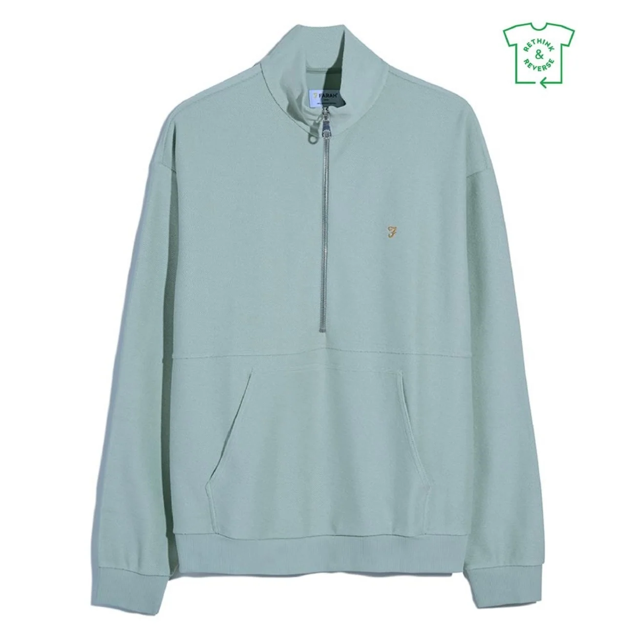 Farah Swaton Half Zip Sweatshirt - Green - XL