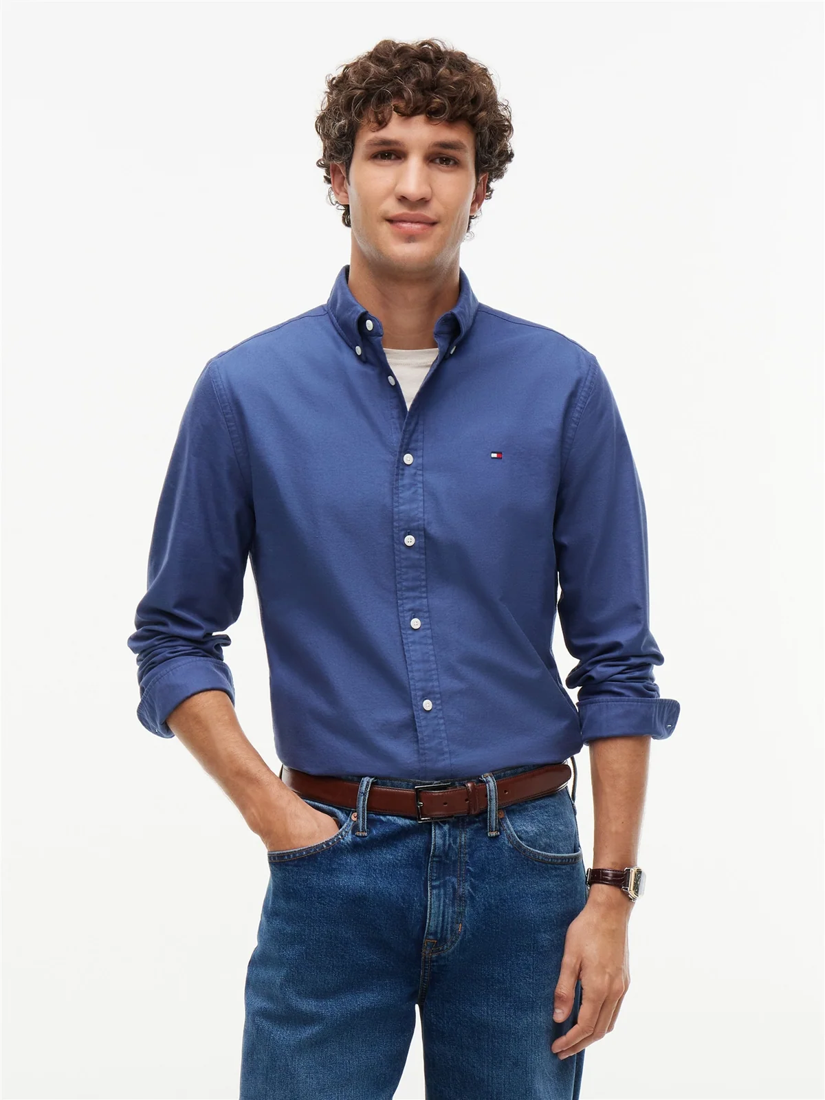 Tommy Hilfiger Solid Heritage Button Down Oxford Shirt - Blue - S