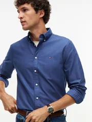 Tommy Hilfiger Solid Heritage Button Down Oxford Shirt - Blue - S