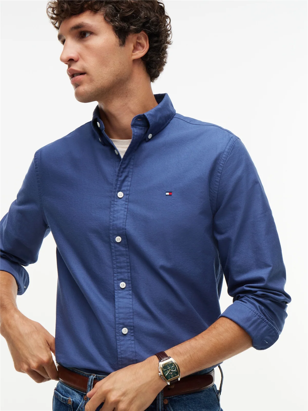 Tommy Hilfiger Solid Heritage Button Down Oxford Shirt - Blue - S