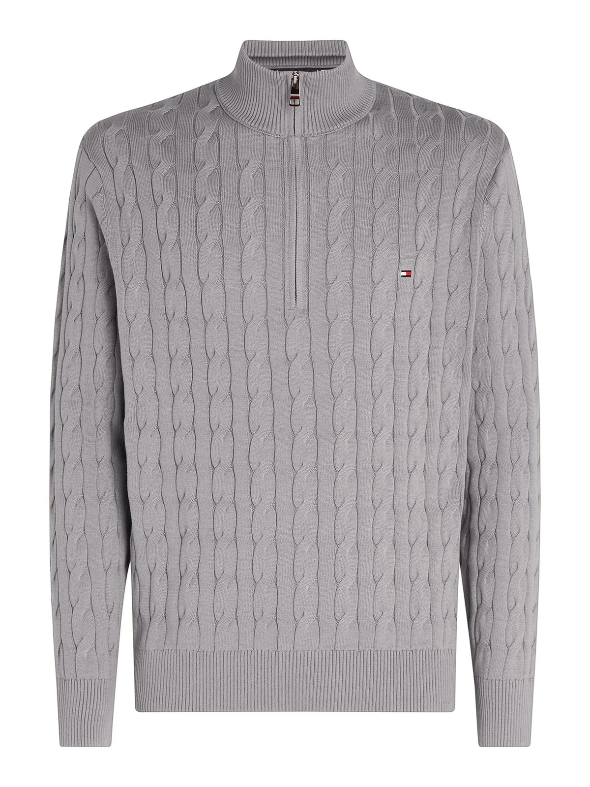 Tommy Hilfiger Classic Cable Knit Half-Zip Jumper - Grey - L