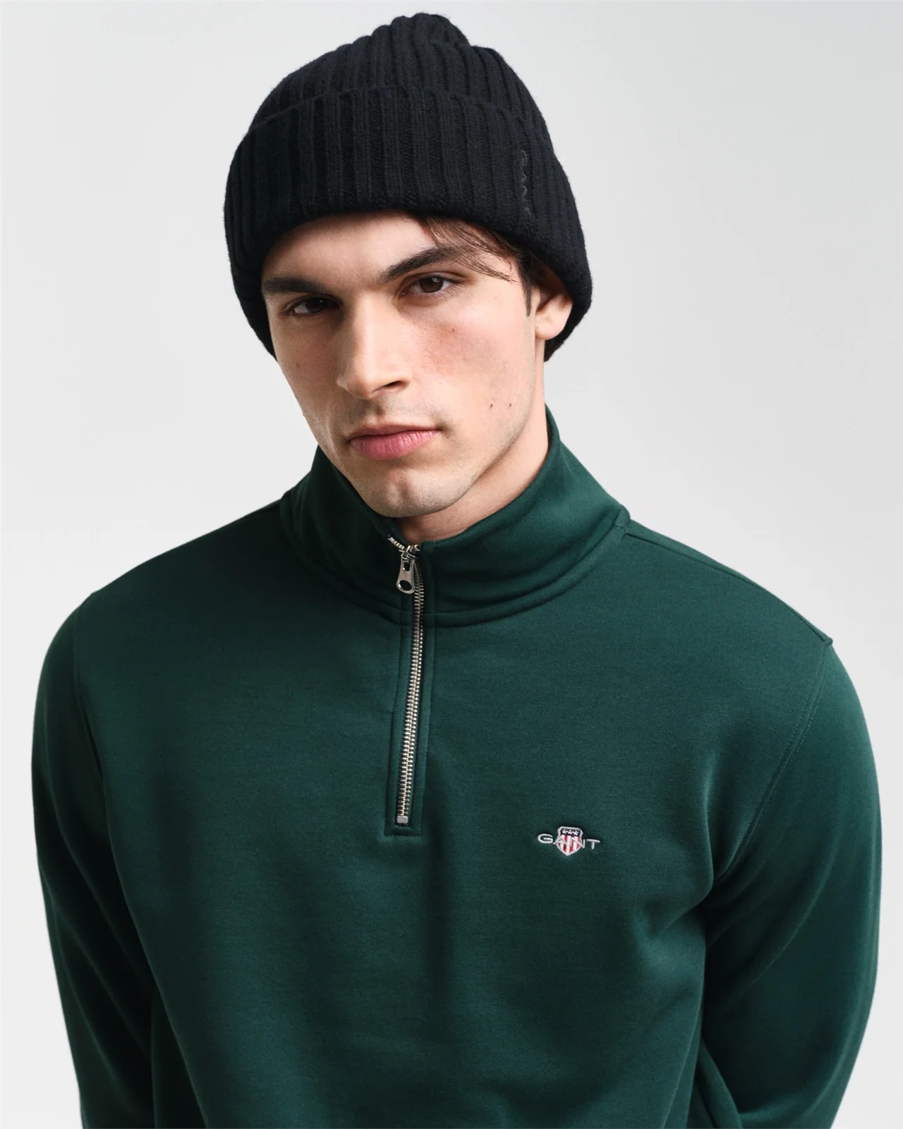 Gant Shield Half Zip Sweatshirt Green - XL