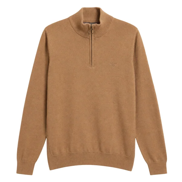 Barbour Cotton Half Zip Knitted Jumper - Sandstone Beige - XL