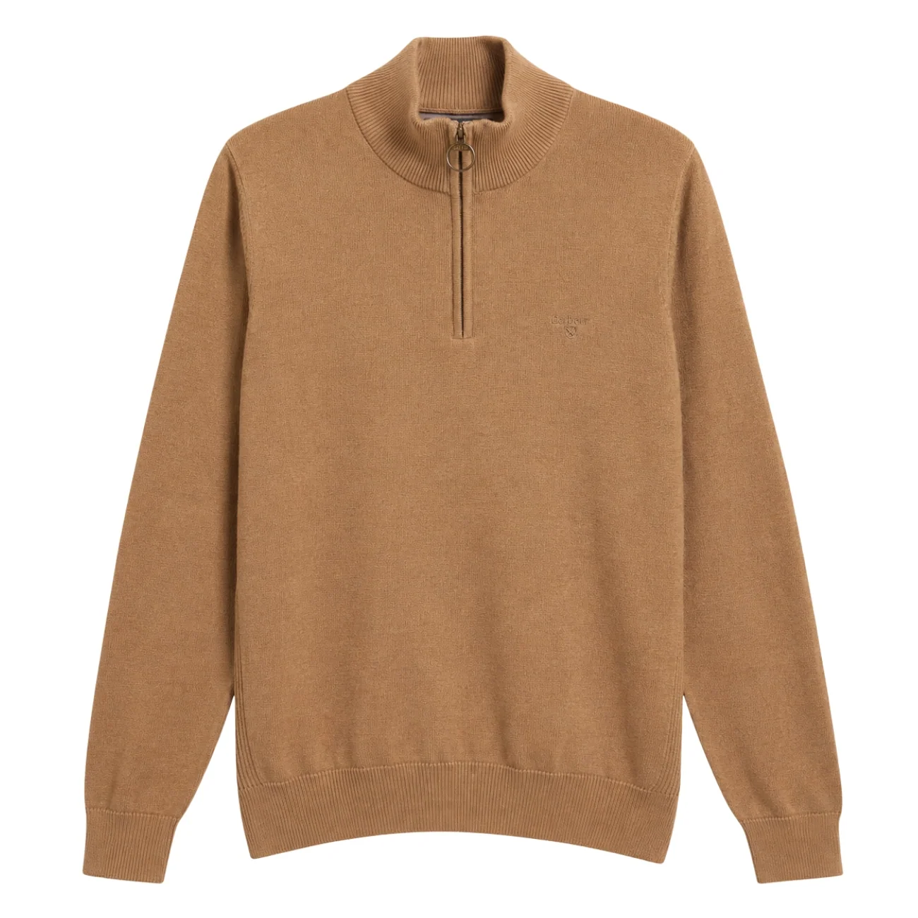 Barbour Cotton Half Zip Knitted Jumper - Sandstone Beige - XL