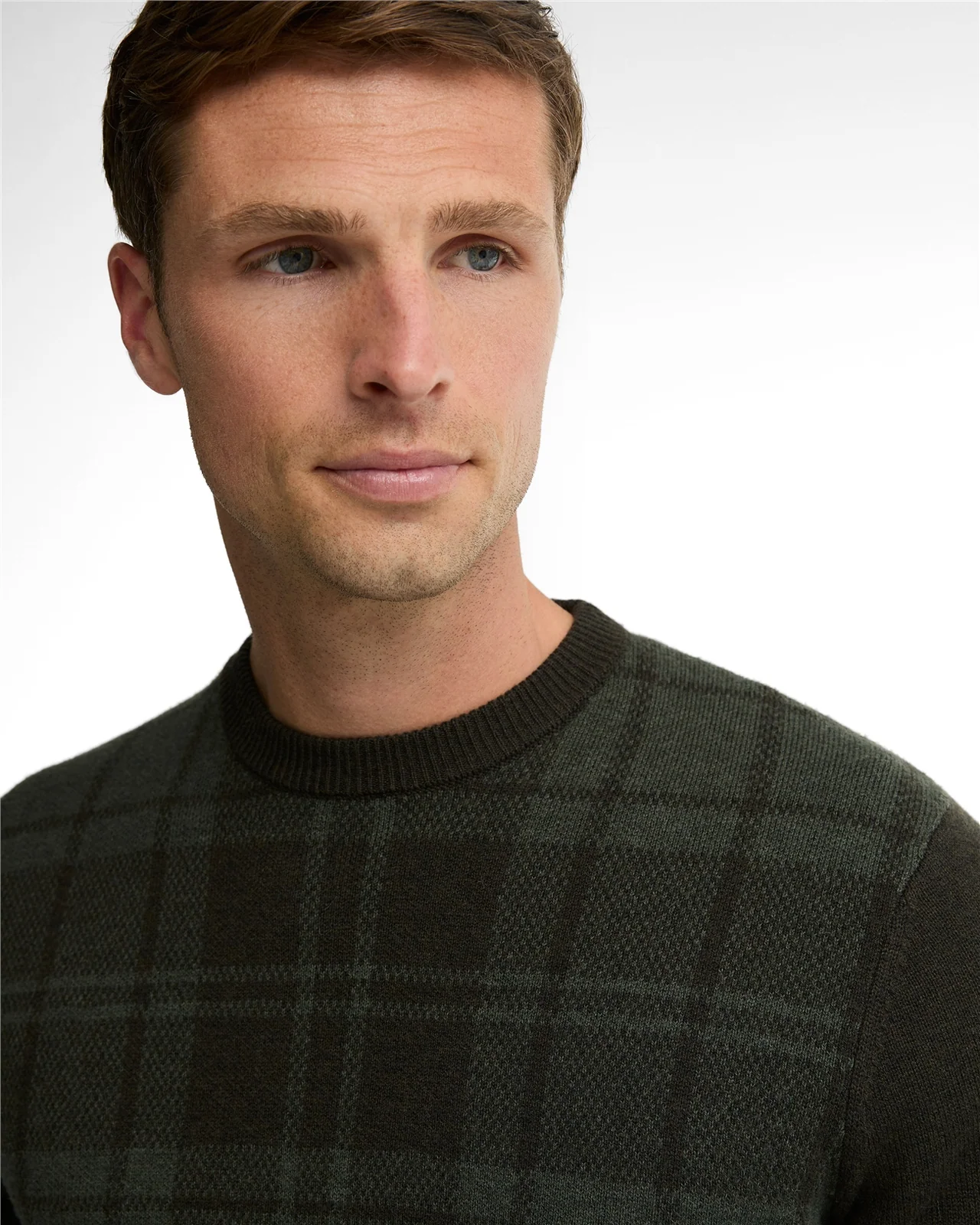 Barbour Mineral Tartan Crew Neck Jumper - Green - XL