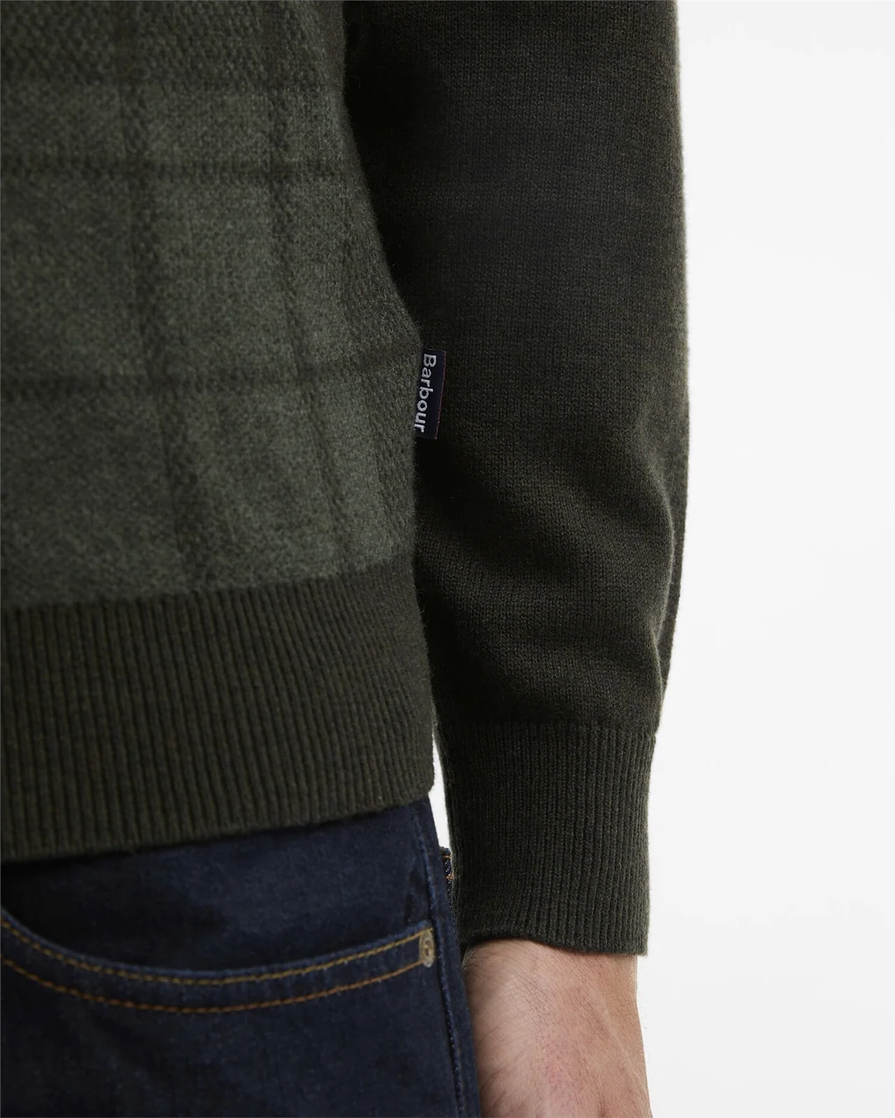 Barbour Mineral Tartan Crew Neck Jumper - Green - XL